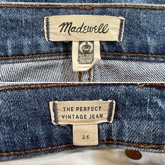 Madewell Perfect Vintage Jeans Raw Hem High Rise Classic Casual Preppy Denim 26 - Picture 11 of 13